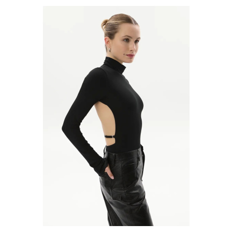 Body Saint Body HALF NECK BACKLESS BODYSUIT dámské, černá barva, SB.605