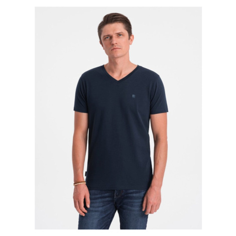 Ombre Clothing Trendy pánské granátové tričko s výstřihem do V V2 TSCT-0106
