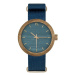 Modré dřevěné hodinky s textilním řemínkem pro dámy