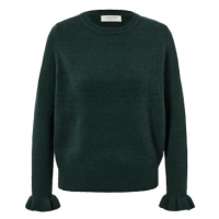 Pletený svetr s volánkovými detaily, tmavě zelený , vel. S 36/38