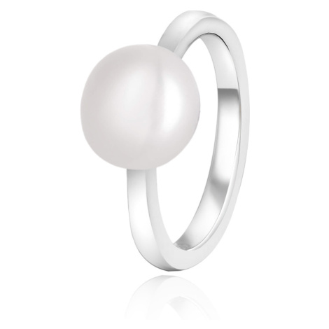 Beneto Elegantní stříbrný prsten s pravou perlou AGG29 50 mm