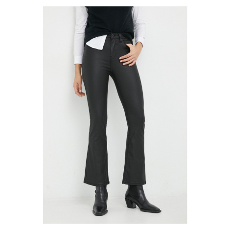 Kalhoty Pepe Jeans Dion Flare dámské, černá barva, zvony, high waist