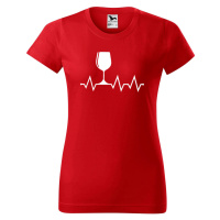 DOBRÝ TRIKO Dámské tričko s potiskem Tep srdce víno Barva: Červená