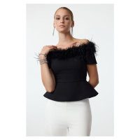 Trendyol Black Carmen Collar Otrish Woven Blouse