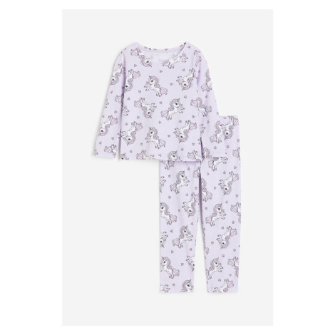 H & M - Bavlněné žerzejové pyžamo - fialová H&M