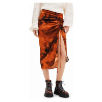 Sukně Desigual 23WWFW07 WOMAN WOVEN SKIRT LONG oranžová barva, midi