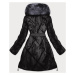 Černý dámský zimní kabát s kožešinou (008)