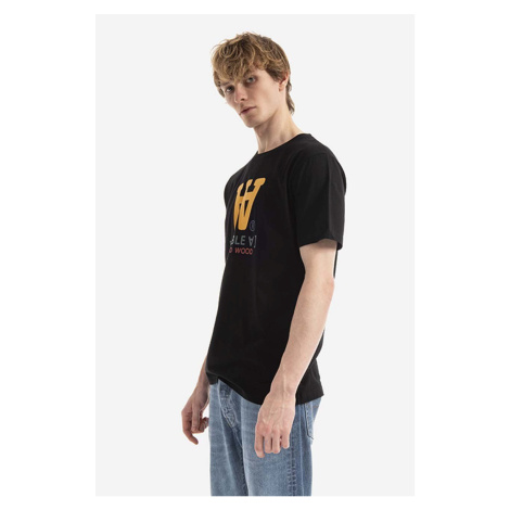 Bavlněné tričko Wood Wood Ace Typo T-shirt černá barva, s potiskem, 10285700.2222-WHITE
