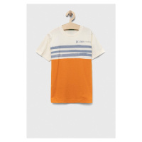 Dětské bavlněné tričko United Colors of Benetton béžová barva