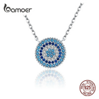 Stříbrný náhrdelník s přívěskem modrý kroužek SCN099 LOAMOER