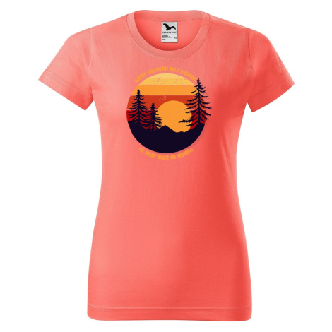 DOBRÝ TRIKO Dámské tričko s potiskem Cestování Barva: Korálová