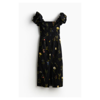 H & M - Šaty z lněné směsi's odhalenými rameny - černá