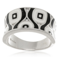 Luxusní stříbrný prsten zdobený smaltem STRP0402F + dárek zdarma
