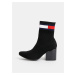 Tommy Hilfiger černé ponožkové boty na podpatku Flag Sock Mid Heel Boot Black