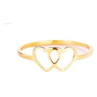 STYLE4 Prsten - propojená srdce, zlatá ocel