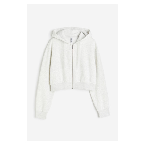 H & M - Cropped bunda na zip's kapucí - šedá H&M
