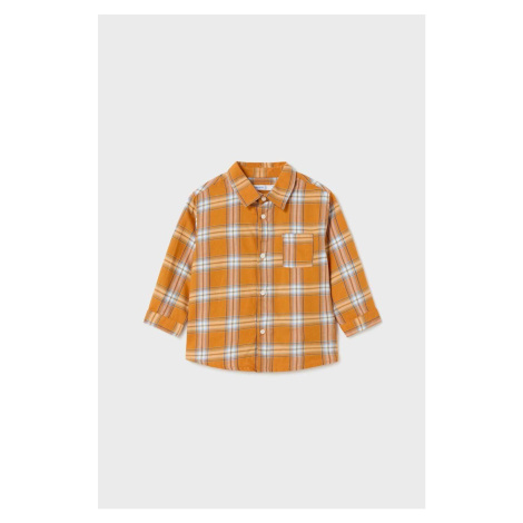 Dětská bavlněná košilka Mayoral oranžová barva