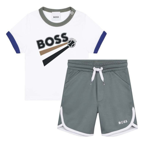 Dětská bavlněná souprava BOSS bílá barva Hugo Boss