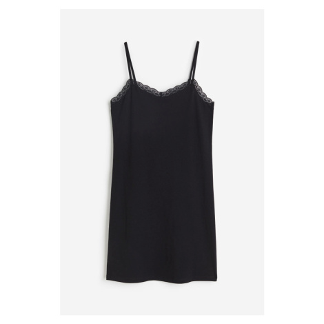 H & M - Noční košilka's krajkovým lemem - černá H&M