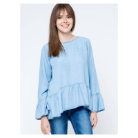 Blouse Euphora a'la jeans fastened with buttons at the back blue