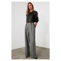 Trendyol Gray Button Detailed Wide Leg Woven Trousers