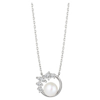 Preciosa Něžný stříbrný náhrdelník se zirkony a říční perlou Innocence 5384 01