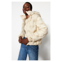 Trendyol Stone Oversize vodoodpudivý nafukovací kabát s kapucí