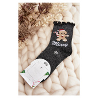 Dámské lesklé vánoční ponožky černé