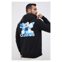 Bavlněná mikina adidas Originals pánská, černá barva, s kapucí, s potiskem