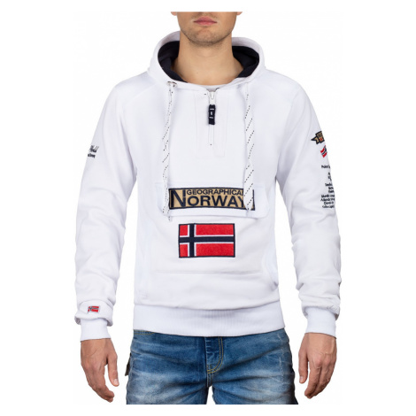 Pánská mikina s kapucí GEOGRAPHICAL NORWAY Gymclass Barva: Bílá