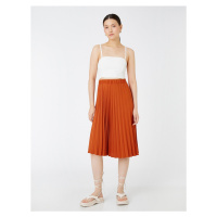 Koton Pleated Midi Length Skirt with Elastic Waist