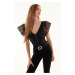 Trendyol Black Woven Garnish Attached Flexible Snaps Knitted Bodysuit