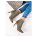 Trendy dámské  kotníčkové boty zelené na jehlovém podpatku