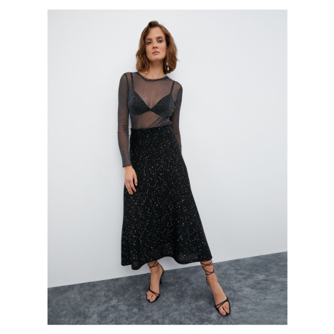 Melis Ağazat X Koton - Sequined Flared Midi Skirt