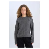 DEFACTO Coool Oversize Wide Pattern Crew Neck Knitwear Sweater