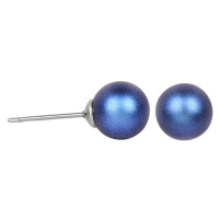 Levien Moderní náušnice pecky Pearl Iridescent Dark Blue