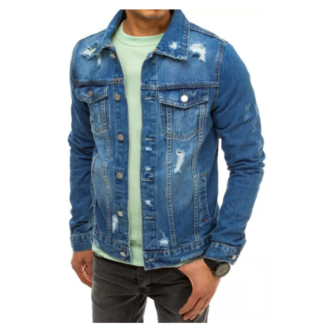 Pánská džínová bunda s oděrky riflová bundička s kapsami DStreet