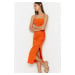 Trendyol oranžový závěs Detailní midi elegantní večerní šaty