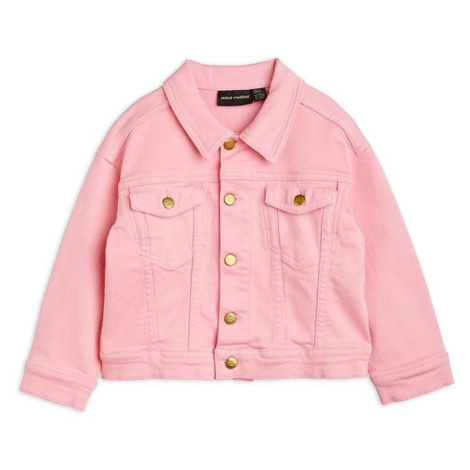 Bavlněná džínová bunda Mini Rodini růžová barva