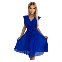 Numoco Dámské květované šaty Polina královsky modrá Tmavě modrá