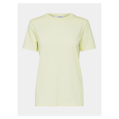 Světle žluté basic tričko Selected Femme Perfect