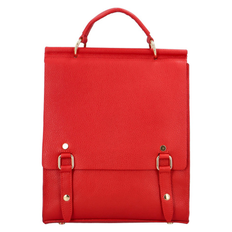 Módní dámský kožený batoh/kabelka Citin,červená Delami Vera Pelle