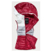 Bílo-šedo-červená dámská vesta s kapucí (6304)