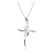 Stříbrný 925 náhrdelník - lesklý kříž se symbolem nekonečna, čiré diamanty