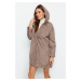 Trendyol Beige Oversize Water Repellent Hooded Raincoat Coat