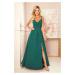 CHIARA - Elegantní dámské maxi šaty v lahvově zelené barvě na ramínkách 299-4