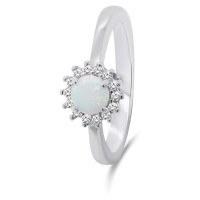 Brilio Silver Nádherný stříbrný prsten s opálem a zirkony RI056W 52 mm