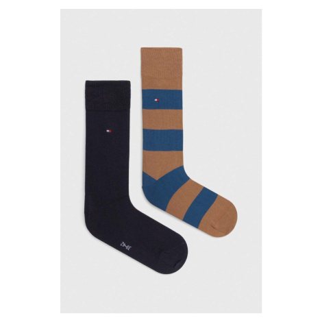 Ponožky Tommy Hilfiger 2-pack pánské, hnědá barva
