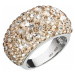 Evolution Group Stříbrný prsten s krystaly  zlatý 35028.5