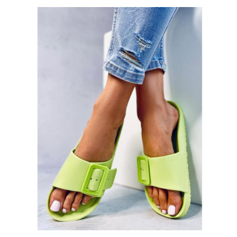 Gumové dámské pantofle zelené barvy